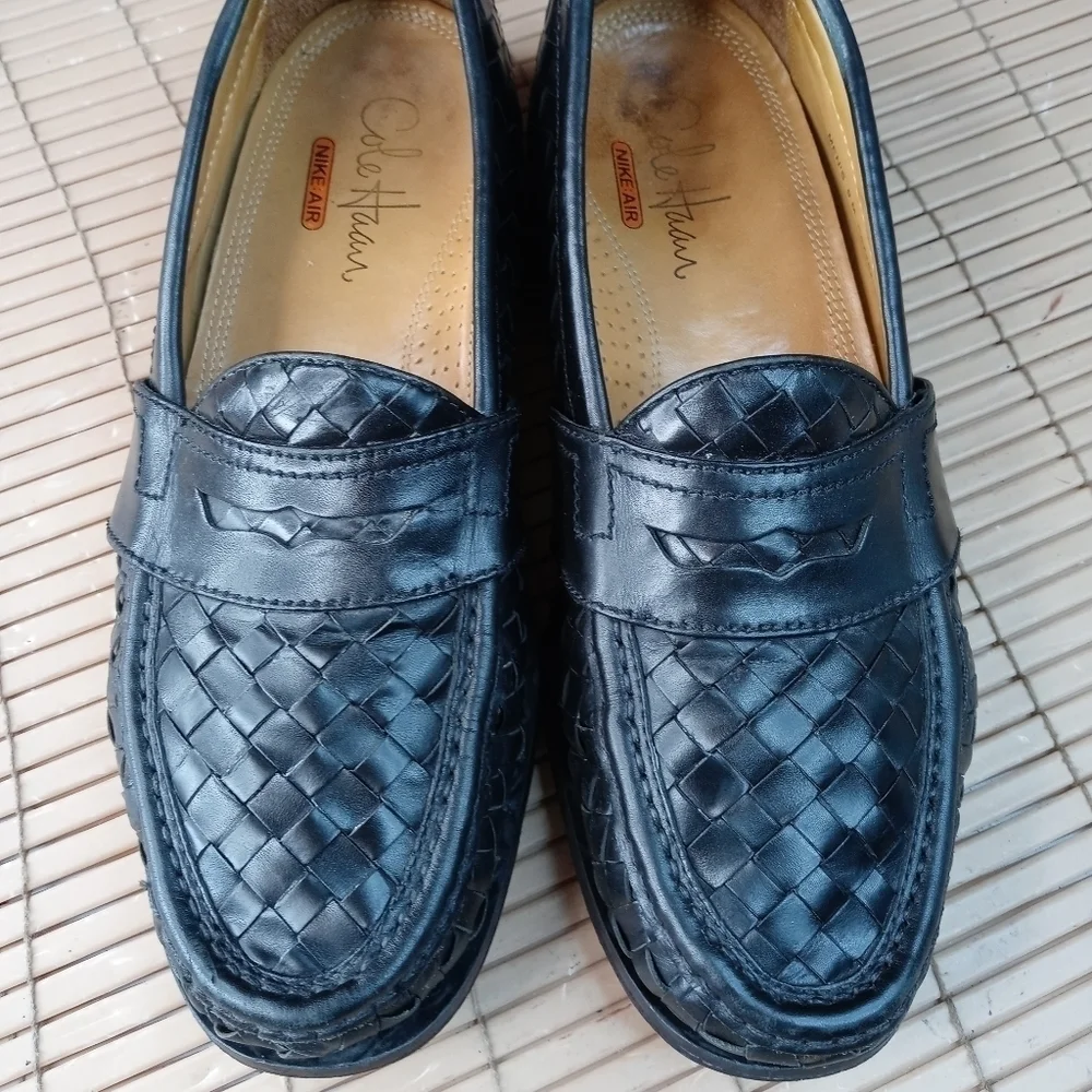 Cole Haan NkeAir men's black woven leather penny loafers. Mismatched. Right shoe